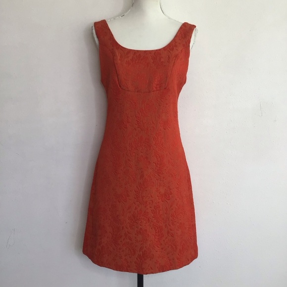 What Goes Around Comes Around for Anthropologie Dresses & Skirts - Anthropologie Women Classic Style Orange Sleeveless Sheath Picnic Mini Dress 6